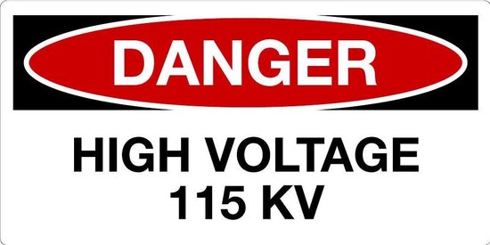 Sticker 'Danger: High voltage 115 KV' 100 x 50 mm