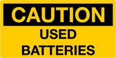 Sticker 'Caution: Used batteries' 150 x 75 mm