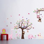 Muursticker Boom Met Dieren XXL| Wanddecoratie | Muurdecoratie | Slaapkamer | Kinderkamer | Babykamer| Jongen | Meisje | Decoratie Sticker |
