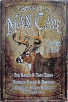 Wandbord, Welcome, Jager, Mancave, Wand Decoratie, Emaille, Reclame Bord, Tekst, Metalen bord, Grappig, 20 x 30 cm, Mannen Cadeau, Bar, Cafe, Cave & Garden