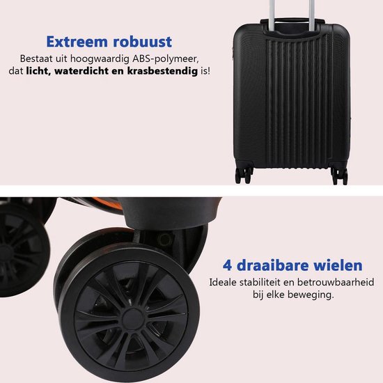 CabinMax Velocity Handbagage Koffer - Uitbreidbaar Trolley 44L - Harde Reiskoffer - 55x40x20/25 cm - Lichtgewicht - Groot Capaciteit - Zwart - Cabin Max