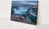 Waterval winters landschap | 90 x 60 CM | Canvasdoek voor buiten | Schilderij | Outdoor | Tuindoek