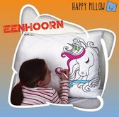 Happy Pillow - Eenhoorn kleurplaat op kussensloop inclusief textielstiften