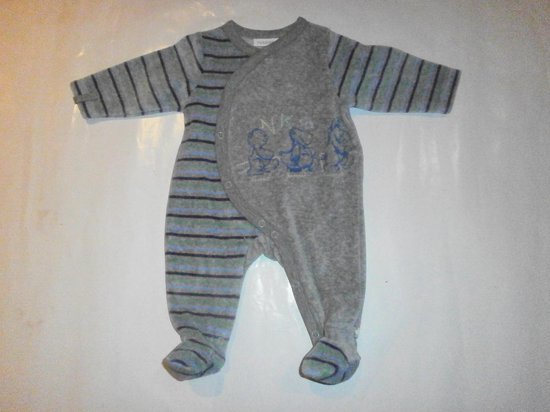 pyjama noukie's 6 mois 68cm garçon, gris à rayures