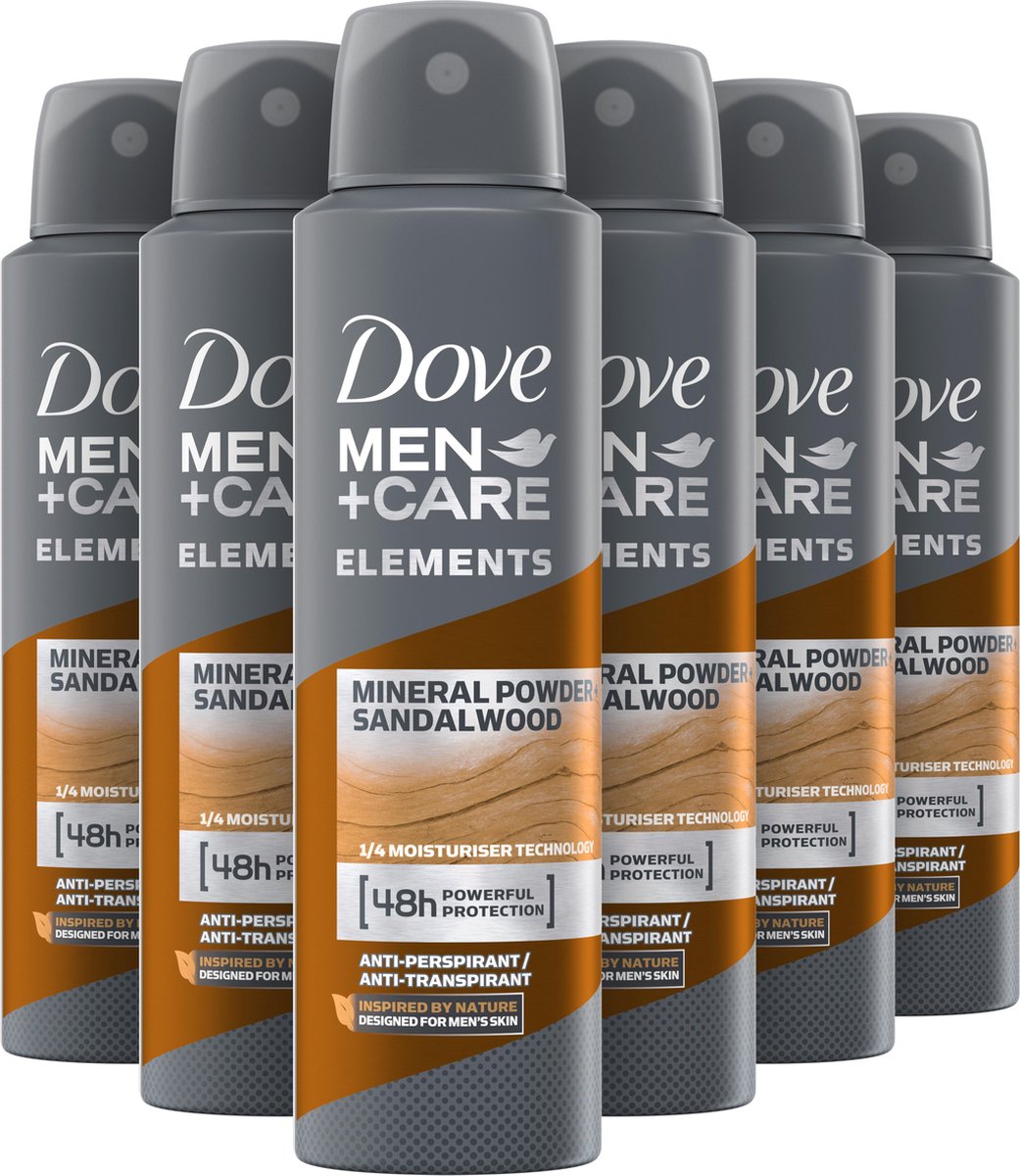 Dove Men+Care Mineral & Sandlewood Anti-transpirant Doedorant - 6 x 150 ml - Voordeelverpakking - Dove