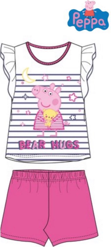 Peppa pig pyjama - wit - roos - maat 116 / 6 jaar