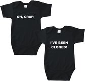 Rompertjes baby met tekst - Oh, crap! I've been cloned! - Romper zwart - Maat 50/56