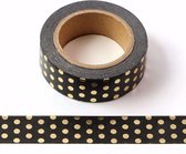 Zwarte washi tape met gold foil stippen | 15mm x 10m