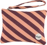 Lauren Sterk Amsterdam - canvas etui met rits - medium - diagonale strepen - rood roze