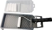 TQ4U verfset voor aflakken / muurverf | complete set incl 5 rollers van 10 cm | verfbak - raster - 3 inzetbakken - verfbeugel & 5 microvezelrollers