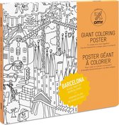 OMY - Kleur poster Barcelona - Giant coloring poster Barcelona - voor jong en oud - 100 x 70 cm