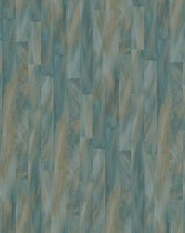 Strepen behang Profhome VD219144-DI vliesbehang hardvinyl warmdruk in reliëf gestempeld met grafisch patroon subtiel glanzend blauw crèmewit bronzen 5,33 m2