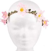 Haarband met bloemen - diadeem - wit-roze