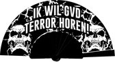 Deluxe festival waaier - handwaaier - spaanse waaier - festival - Ik wil gvd terror horen!