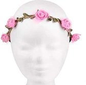 Haarband met bloemen - diadeem - roze