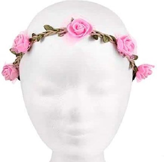 Haarband met bloemen - diadeem - roze | bol.com