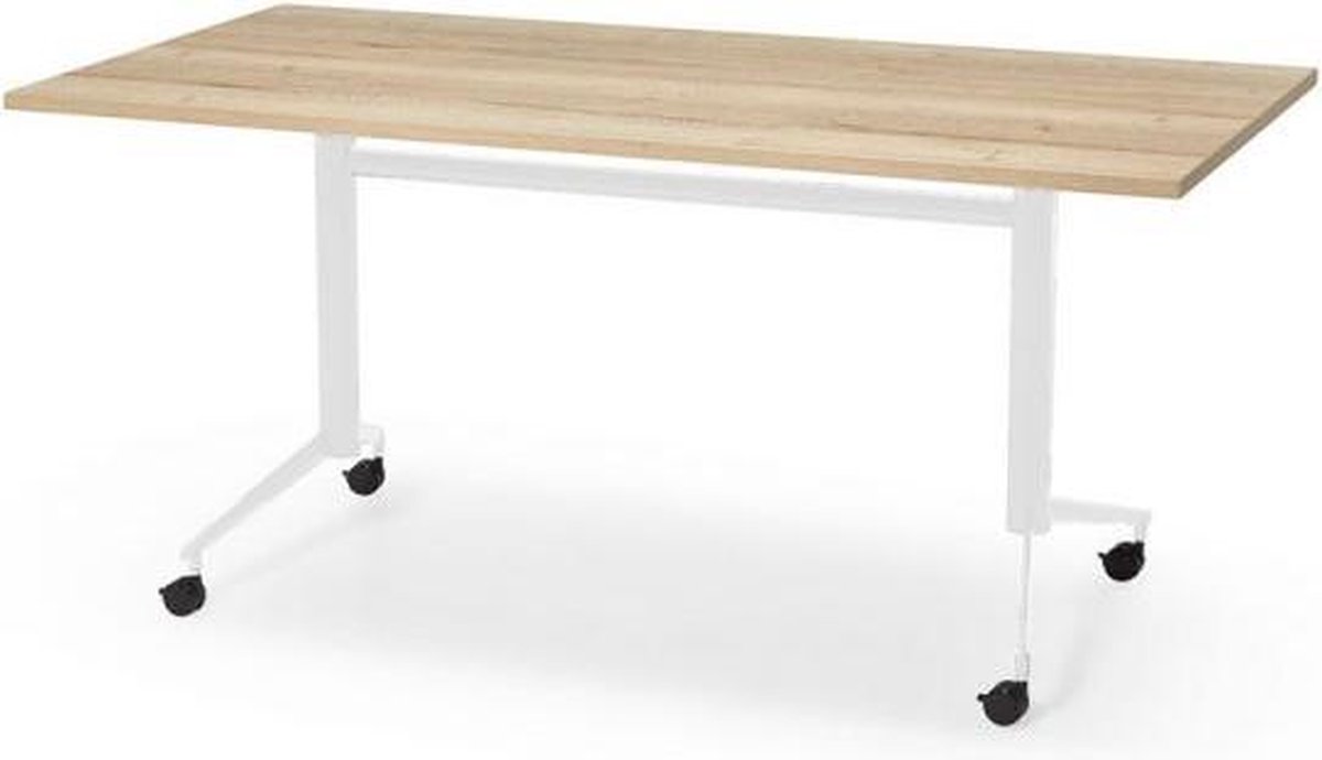 Professionele Klaptafel - inklapbare tafel - 180 x 80 cm - blad natuur eiken - wit onderstel - eenvoudig zelf te monteren - voor kantoor