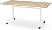 Professionele Klaptafel - inklapbare tafel - 180 x 80 cm - blad natuur eiken - wit onderstel - eenvoudig zelf te monteren - voor kantoor