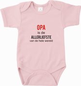 Baby Rompertje Opa is de allerliefste van de hele wereld | Korte mouw 74/80 Licht roze