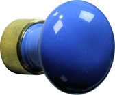 Meubelknop Paddenstoel porselein 30mm messing ongelakt/blauw