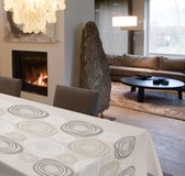 Joy@Home Tafellaken - Tafelkleed - Tafelzeil - Opgerold Op Dunne Rol - Geen Plooien - Trendy - Cirkels Beige - Grijs - 140 cm x 500 cm