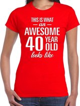 Awesome 40 year / 40 jaar cadeau t-shirt rood dames XL