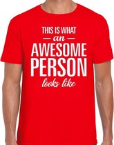 Awesome Person tekst t-shirt rood heren XL
