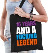 16 year legend / 16 jaar legende cadeau tas zwart voor dames cadeau katoenen tas zwart voor dames - kado tas / tasje / shopper