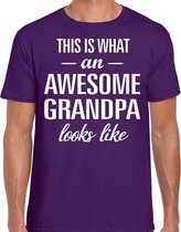 Awesome Grandpa / opa cadeau t-shirt paars heren - Vaderdag L