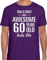 Awesome 60 year / 60 jaar cadeau t-shirt paars heren XL