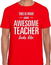 Awesome Teacher cadeau meesterdag t-shirt rood heren S