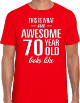 Awesome 70 year / 70 jaar cadeau t-shirt rood heren L