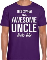 Awesome Uncle / oom cadeau t-shirt paars heren M