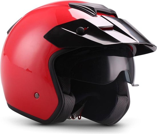 Moto S78 Rood, open jethelm scooterhelm met vizier en zonneklep XL 61- 62  cm hoofdomtrek | bol.com