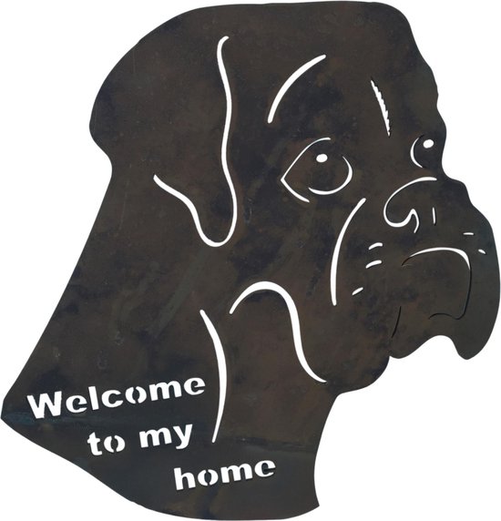 Marys metals - decoratie - hond - boxer - bokser - welkom - home - deurhanger - raamhanger