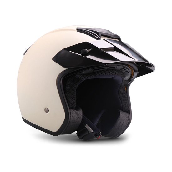 Moto S78 Creme wit, Jethelm Politie helm scooter, motor of