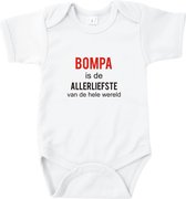 Baby Rompertje Bompa is de allerliefste van de hele wereld | Korte mouw 74/80 Wit