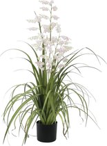 Europalms Klokje kunstplant voor binnen in pot - wit - met bloemen - 105cm