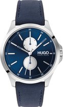 Hugo Jump 1530121 Horloge - Leer - Blauw - Ø 41 mm