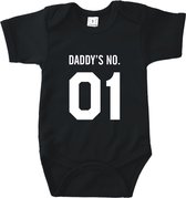 Rompertjes baby met tekst - Daddy's no. 1 - Romper zwart - Maat 62/68