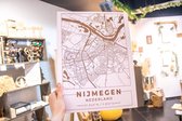 Gegraveerde Stadskaart Nijmegen 30x40 cm Hout poster schilderij