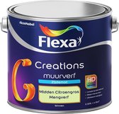 Flexa Creations - Muurverf Zijde Mat - Mengkleuren Collectie - Midden Citroengras  - 2,5 liter