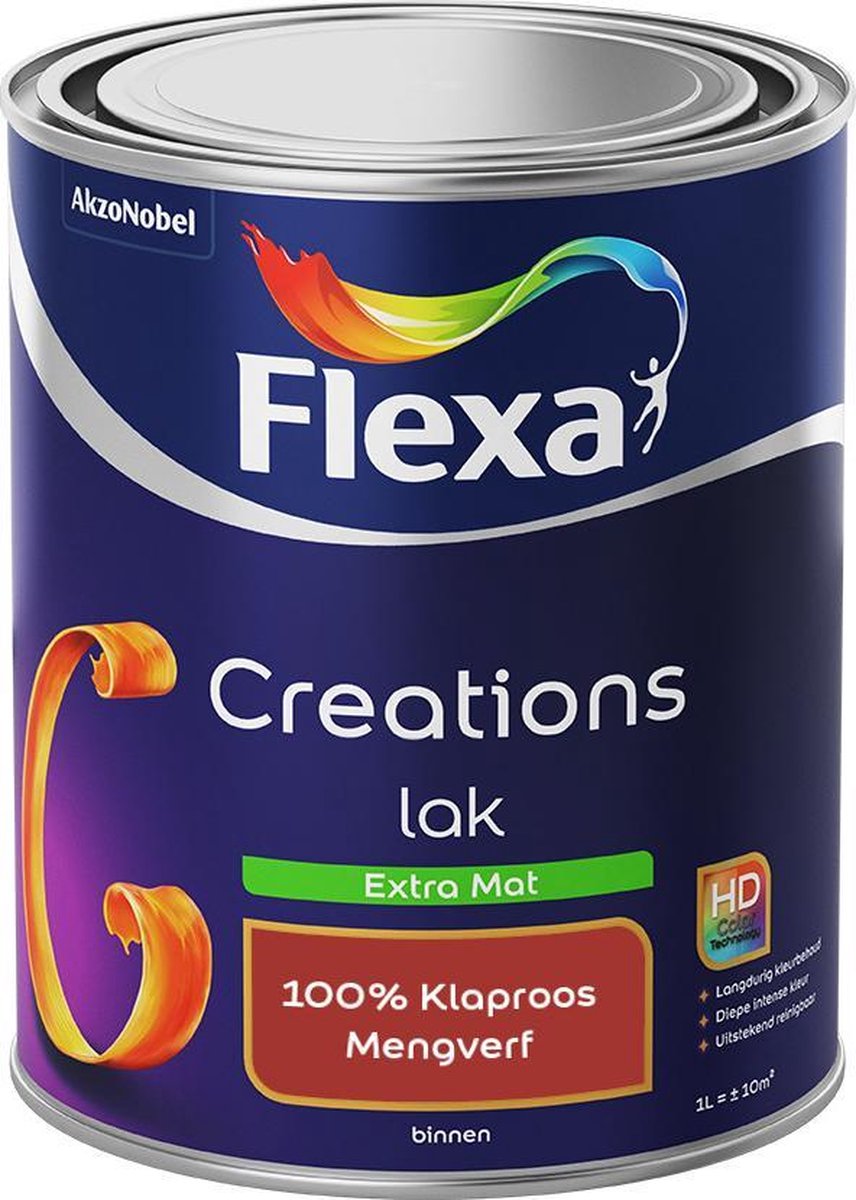 Flexa Creations - Lak Extra Mat - Mengkleur - 100% Klaproos - 1 liter