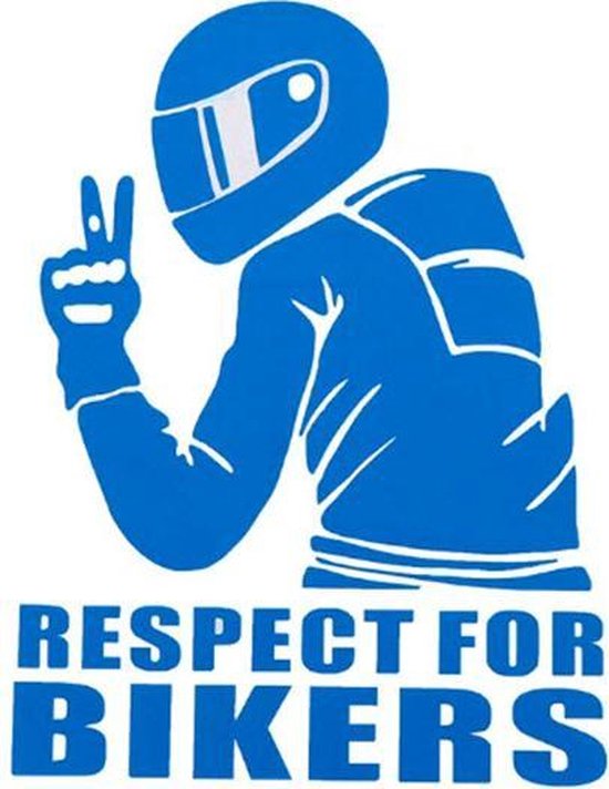 Blauwe respect for bikers autosticker - auto sticker - ca 15 x 15 cm