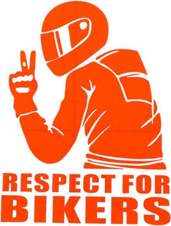 Oranje respect for bikers autosticker - auto sticker - ca 15 x 15 cm