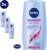 NIVEA Diamond Gloss Care Conditioner - 3 x 200 ml - Voordeelverpakking
