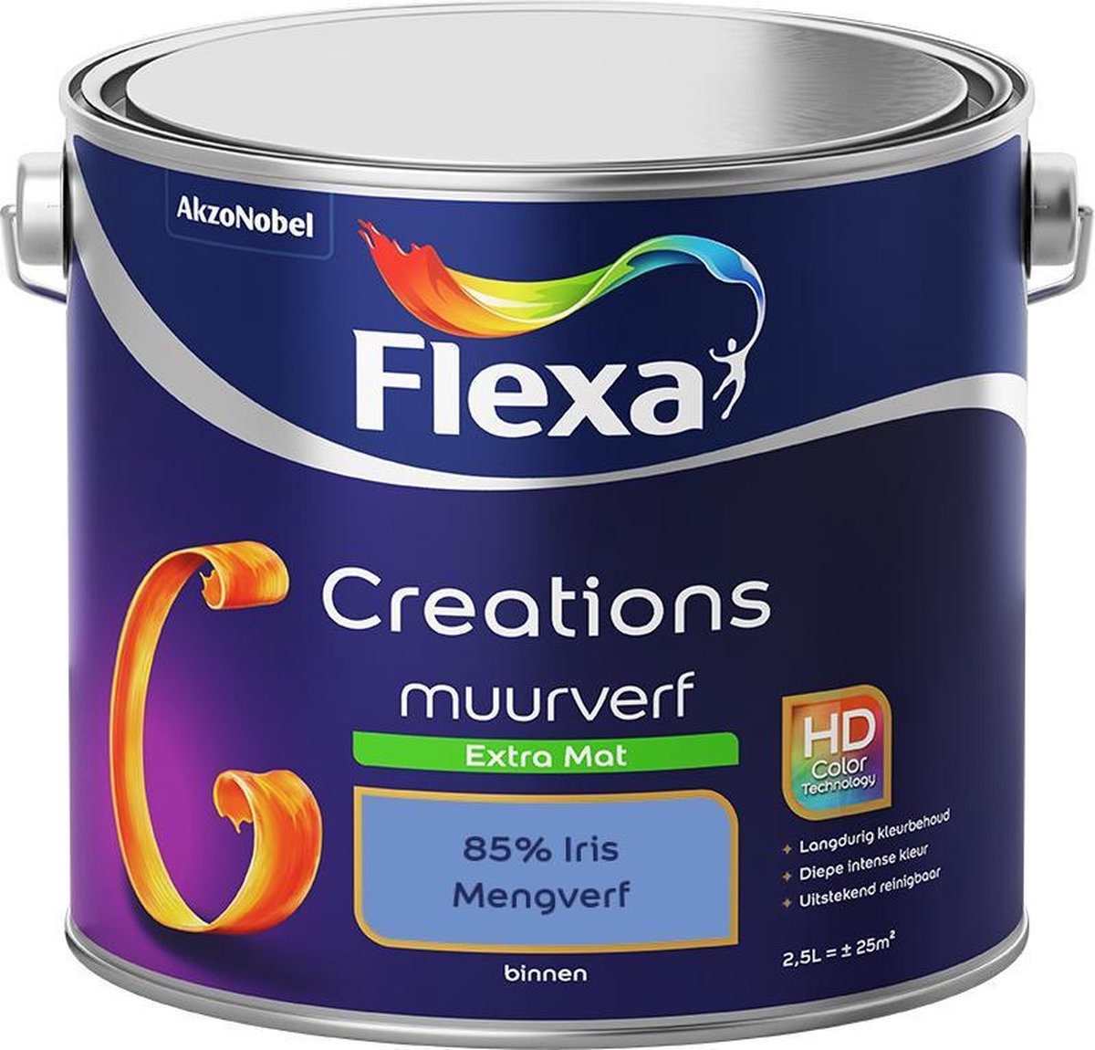 Flexa Creations Muurverf - Extra Mat - Mengkleuren Collectie - 85% Iris - 2,5 liter