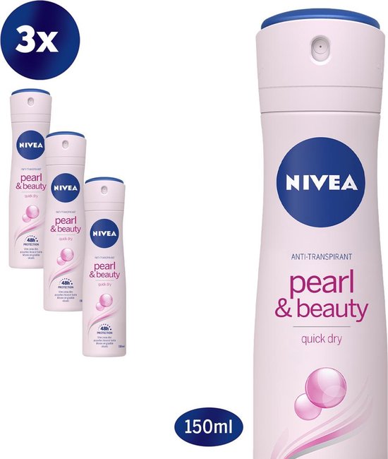 Meting Let op Vergelijkbaar NIVEA Pearl & Beauty Deodorant Spray - 3 x 150 ml - Voordeelverpakking |  bol.com