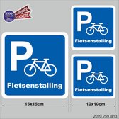 Fietsenstalling sticker set van 3 stuks.