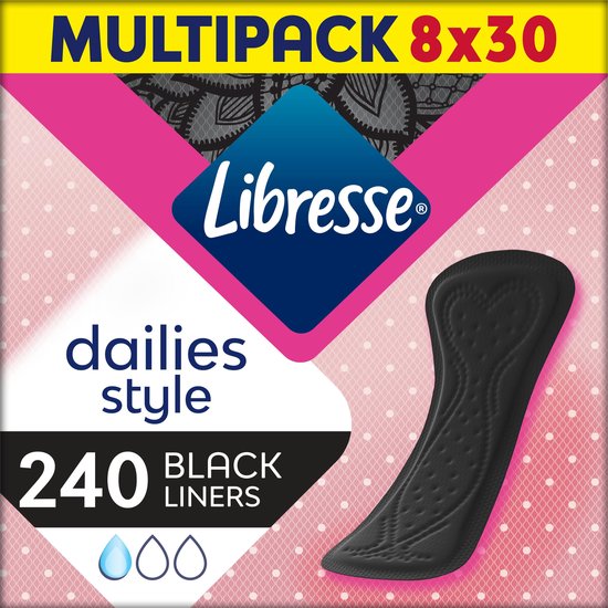 Libresse Normal Black inlegkruisjes - 8 x 30 stuks - halfjaar voorraad |  bol.com